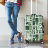 Vintage Aloha Block Quilt Luggage Cover Green Inspired Lei Motifs - Polynesian Pride
