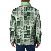 Vintage Aloha Block Quilt Padded Jacket Green Inspired Lei Motifs LT9 - Polynesian Pride