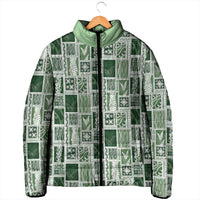 Vintage Aloha Block Quilt Padded Jacket Green Inspired Lei Motifs LT9 - Polynesian Pride