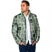 Vintage Aloha Block Quilt Padded Jacket Green Inspired Lei Motifs LT9 - Polynesian Pride