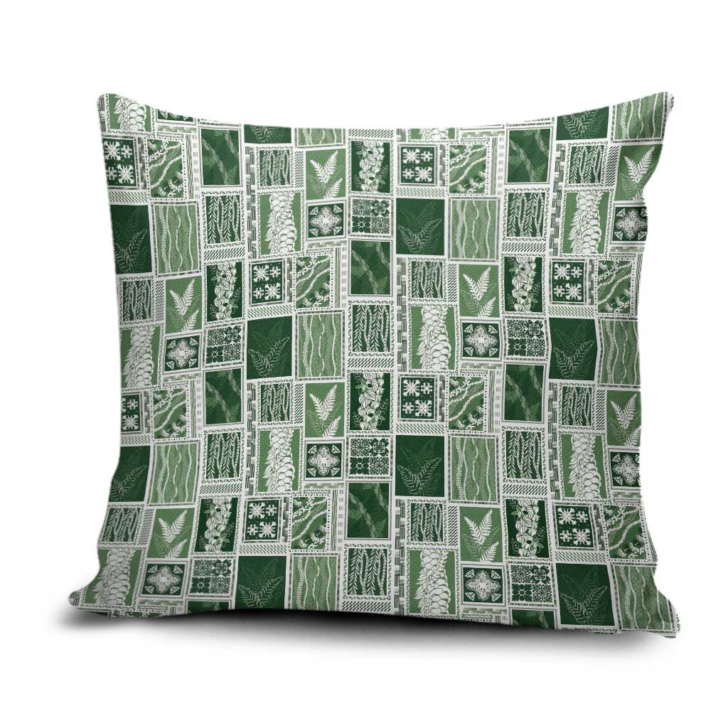 Vintage Aloha Block Quilt Pillow Cover Green Inspired Lei Motifs LT9 Green - Polynesian Pride