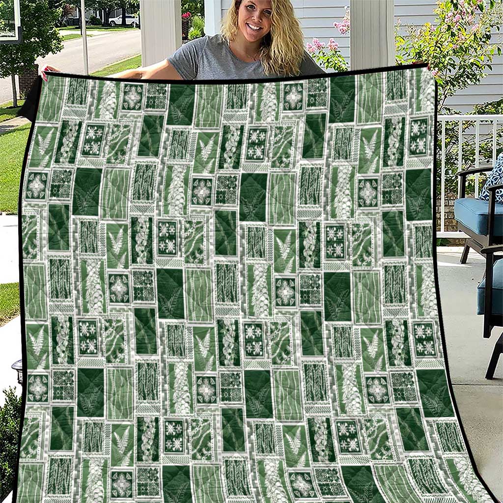 Vintage Aloha Block Quilt Quilt Green Inspired Lei Motifs - Polynesian Pride