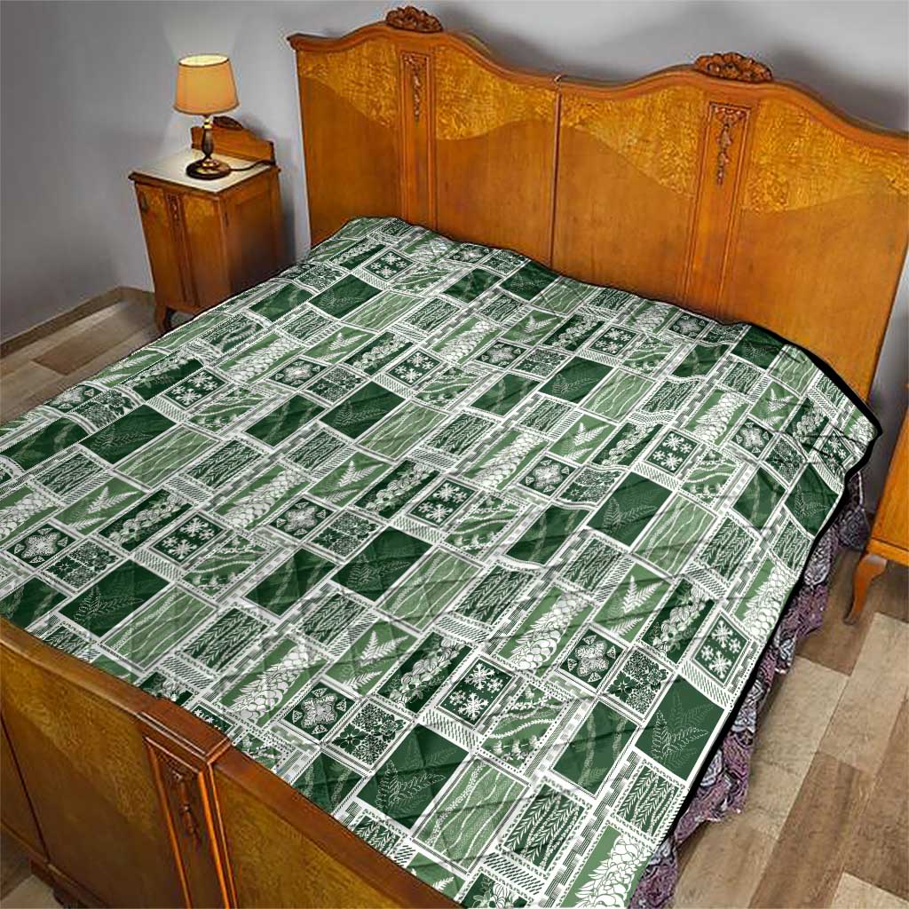 Vintage Aloha Block Quilt Quilt Green Inspired Lei Motifs - Polynesian Pride