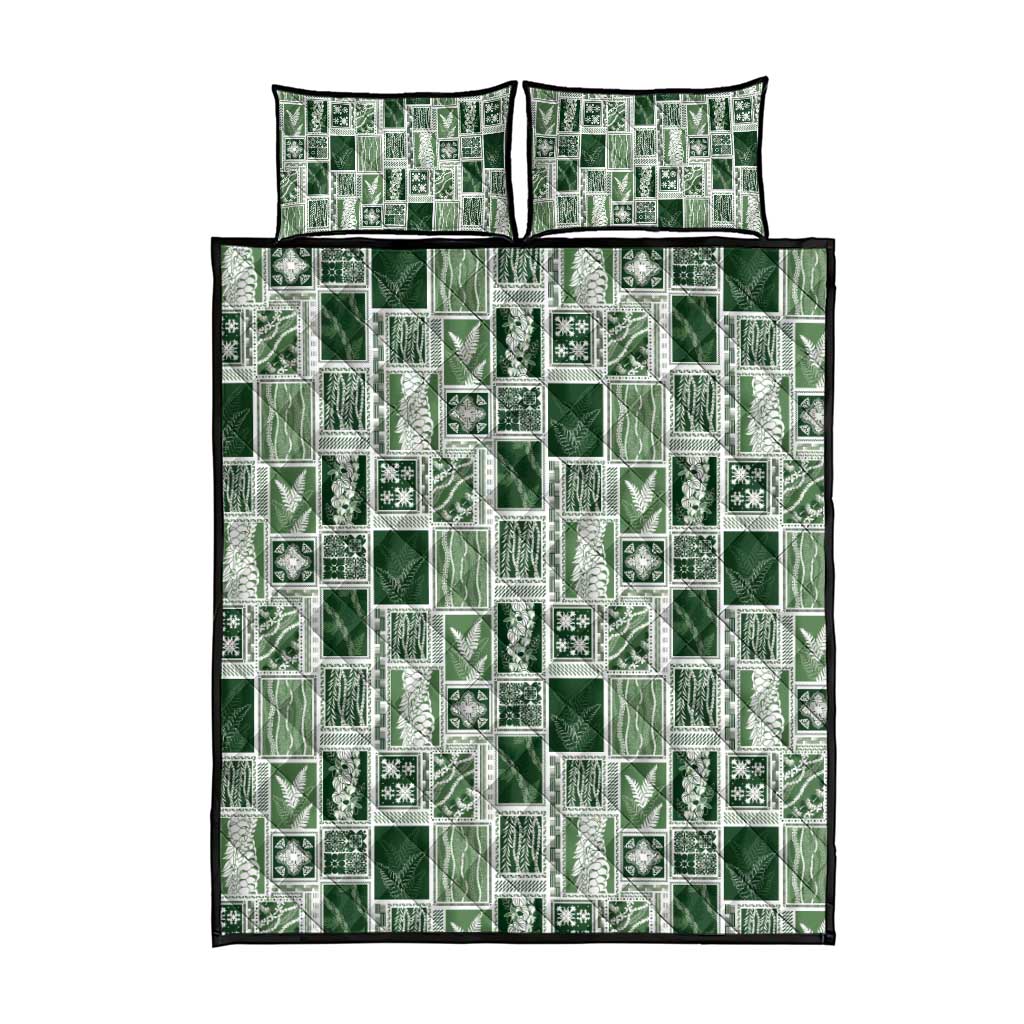 Vintage Aloha Block Quilt Quilt Bed Set Green Inspired Lei Motifs - Polynesian Pride