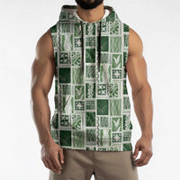 Vintage Aloha Block Quilt Sleeveless Hoodie Green Inspired Lei Motifs LT9 - Polynesian Pride
