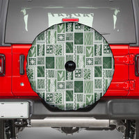Vintage Aloha Block Quilt Spare Tire Cover Green Inspired Lei Motifs - Polynesian Pride