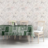 Vintage Aloha Block Quilt Tablecloth Green Inspired Lei Motifs - Polynesian Pride