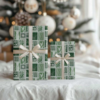Vintage Aloha Block Quilt Wrapping Paper Green Inspired Lei Motifs LT9 - Polynesian Pride