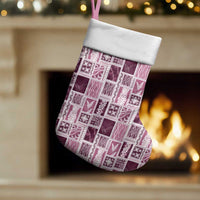 Vintage Aloha Block Quilt Christmas Stocking Pink Inspired Lei Motifs - Polynesian Pride