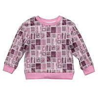 Vintage Aloha Block Quilt Kid Ugly Christmas Sweater Pink Inspired Lei Motifs - Polynesian Pride