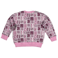 Vintage Aloha Block Quilt Kid Ugly Christmas Sweater Pink Inspired Lei Motifs - Polynesian Pride