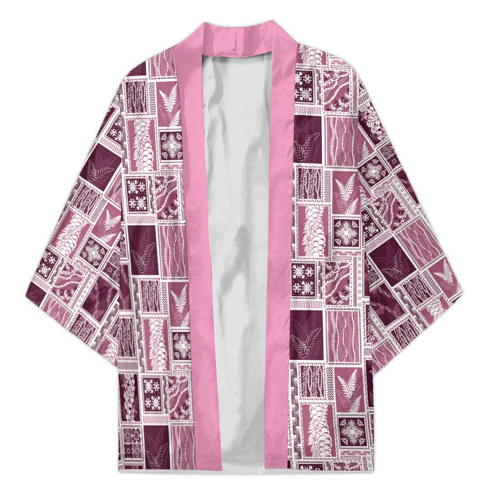 Vintage Aloha Block Quilt Kimono Pink Inspired Lei Motifs - Polynesian Pride