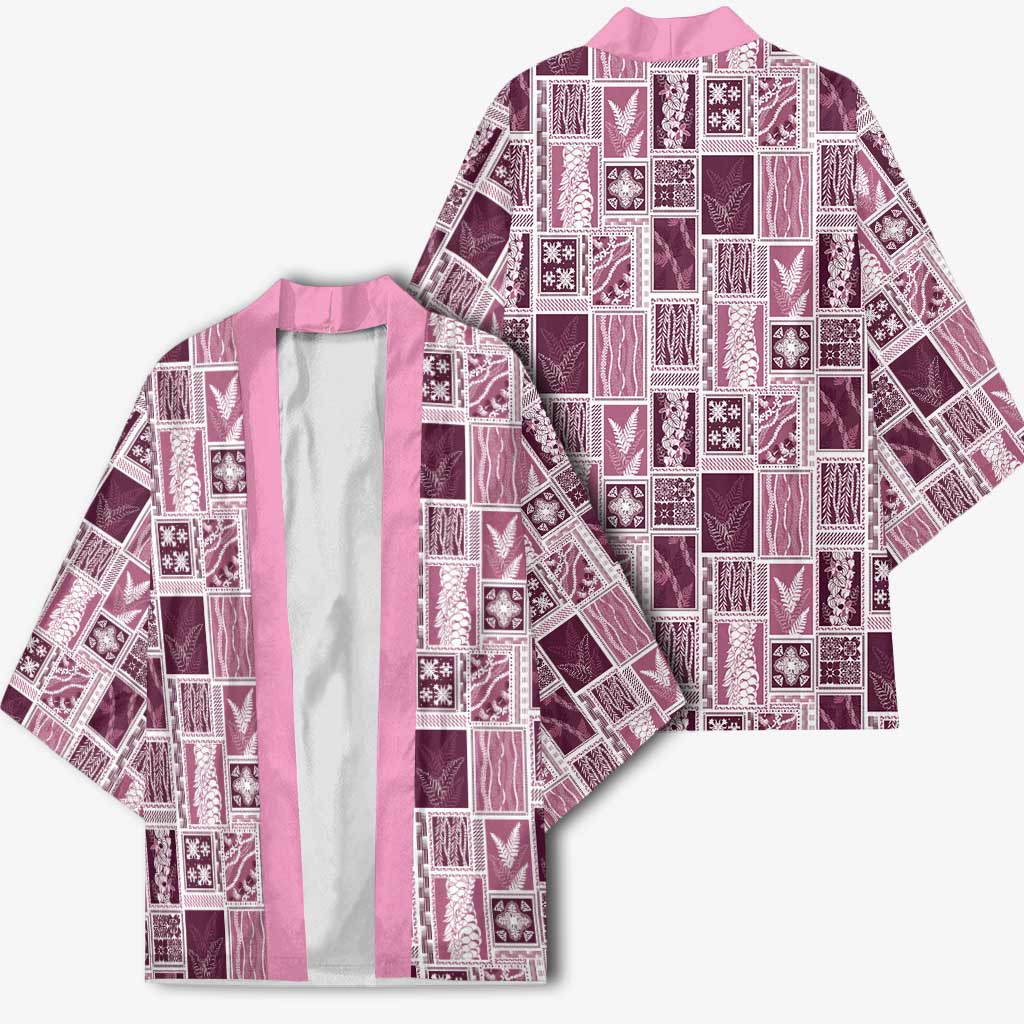 Vintage Aloha Block Quilt Kimono Pink Inspired Lei Motifs - Polynesian Pride