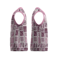 Vintage Aloha Block Quilt Christmas Knitted V-Neck Vest Pink Inspired Lei Motifs - Polynesian Pride