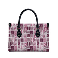 Vintage Aloha Block Quilt Leather Bag Pink Inspired Lei Motifs - Polynesian Pride