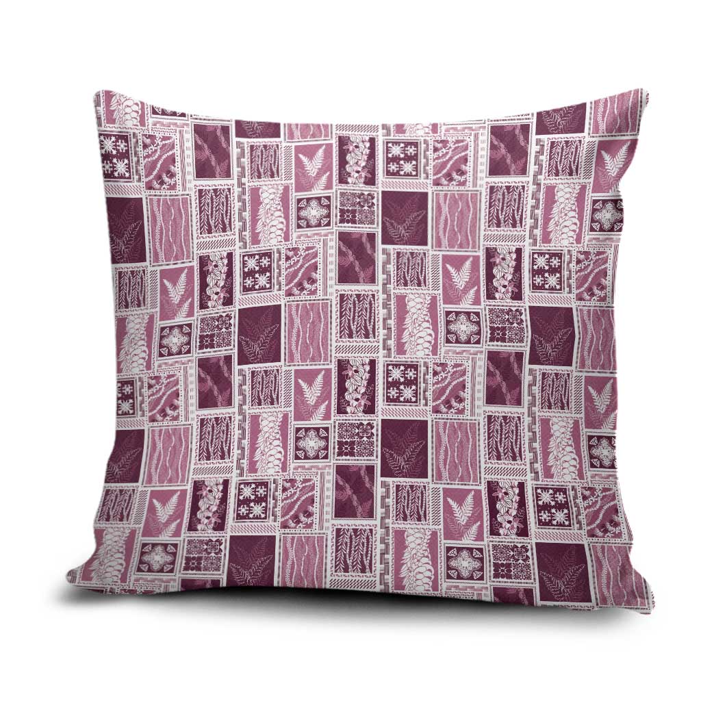 Vintage Aloha Block Quilt Pillow Cover Pink Inspired Lei Motifs - Polynesian Pride
