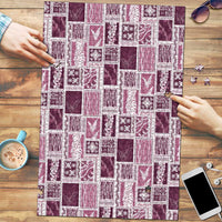 Vintage Aloha Block Quilt Puzzle Pink Inspired Lei Motifs LT9 Pink - Polynesian Pride