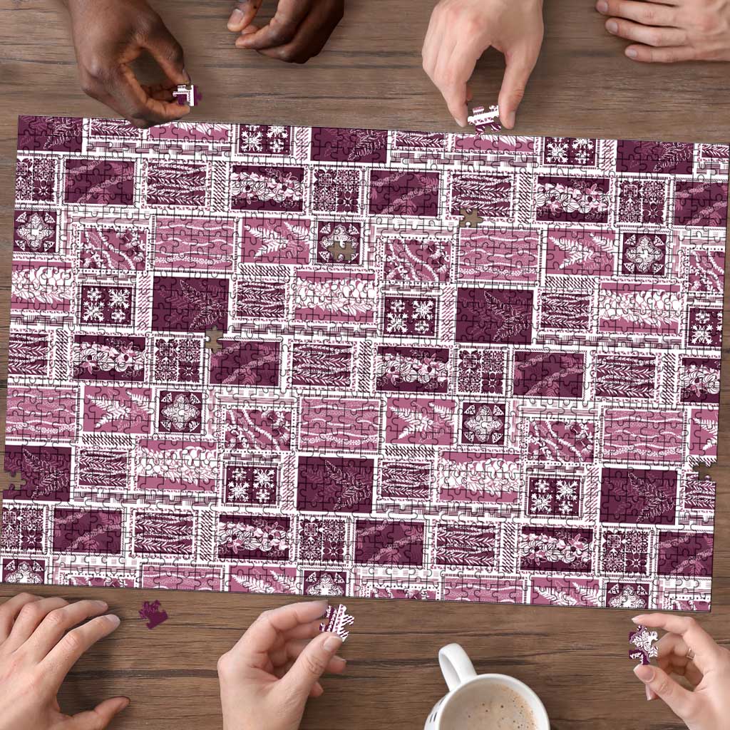 Vintage Aloha Block Quilt Puzzle Pink Inspired Lei Motifs LT9 - Polynesian Pride