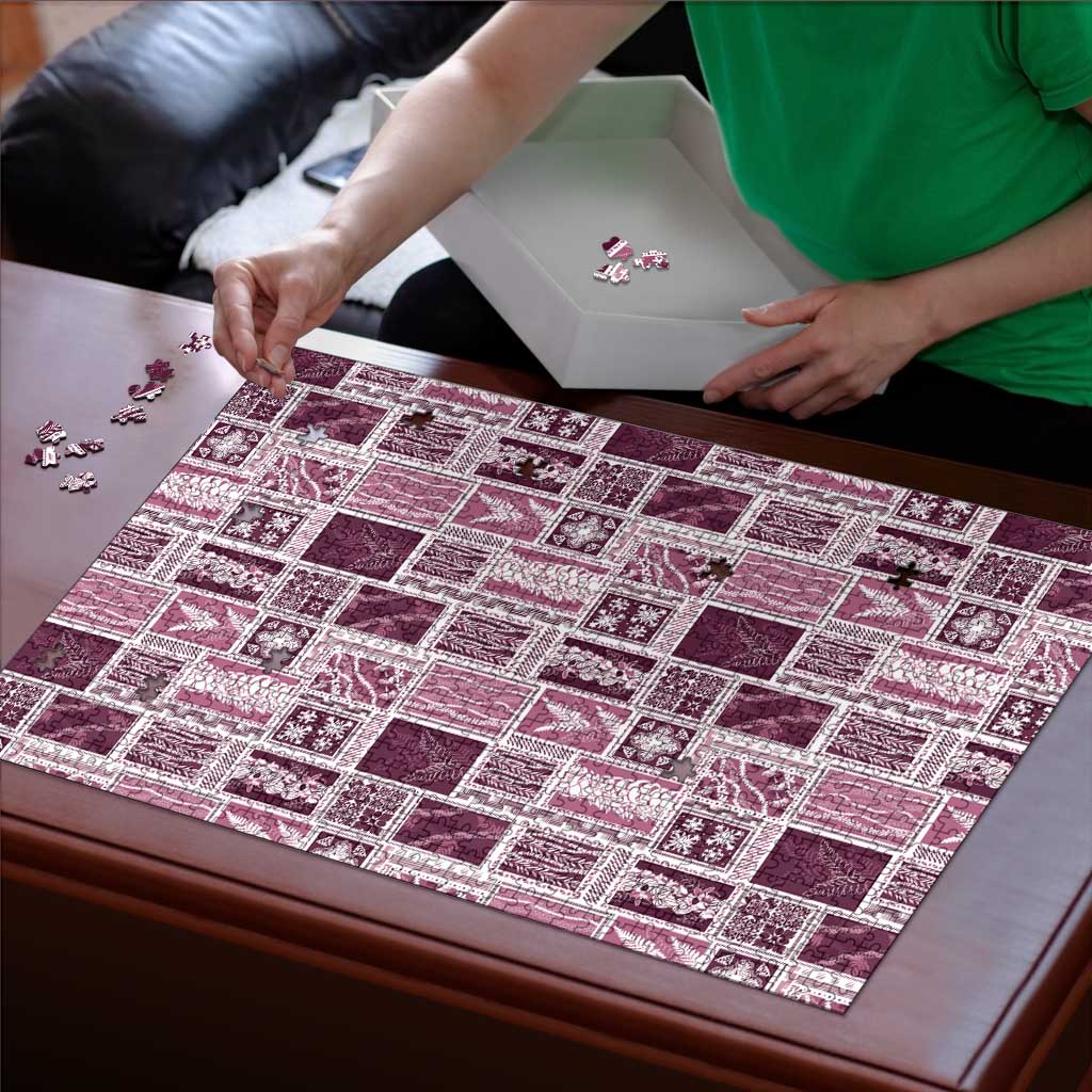 Vintage Aloha Block Quilt Puzzle Pink Inspired Lei Motifs LT9 - Polynesian Pride