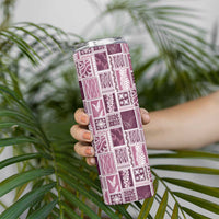 Vintage Aloha Block Quilt Skinny Tumbler Pink Inspired Lei Motifs - Polynesian Pride