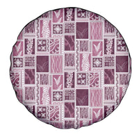 Vintage Aloha Block Quilt Spare Tire Cover Pink Inspired Lei Motifs - Polynesian Pride