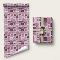 Vintage Aloha Block Quilt Wrapping Paper Pink Inspired Lei Motifs - Polynesian Pride