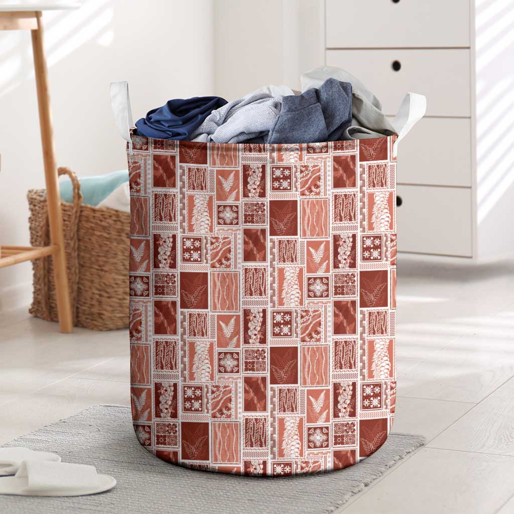 Vintage Aloha Block Quilt Laundry Basket Red Inspired Lei Motifs LT9 Red - Polynesian Pride