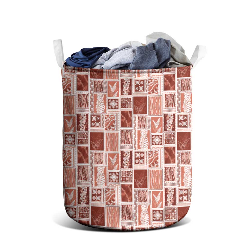 Vintage Aloha Block Quilt Laundry Basket Red Inspired Lei Motifs LT9 - Polynesian Pride