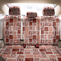 Vintage Aloha Block Quilt Back Car Seat Cover Red Inspired Lei Motifs - Polynesian Pride