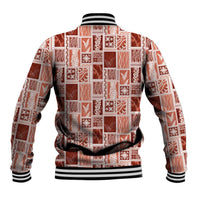 Vintage Aloha Block Quilt Baseball Jacket Red Inspired Lei Motifs LT9 - Polynesian Pride