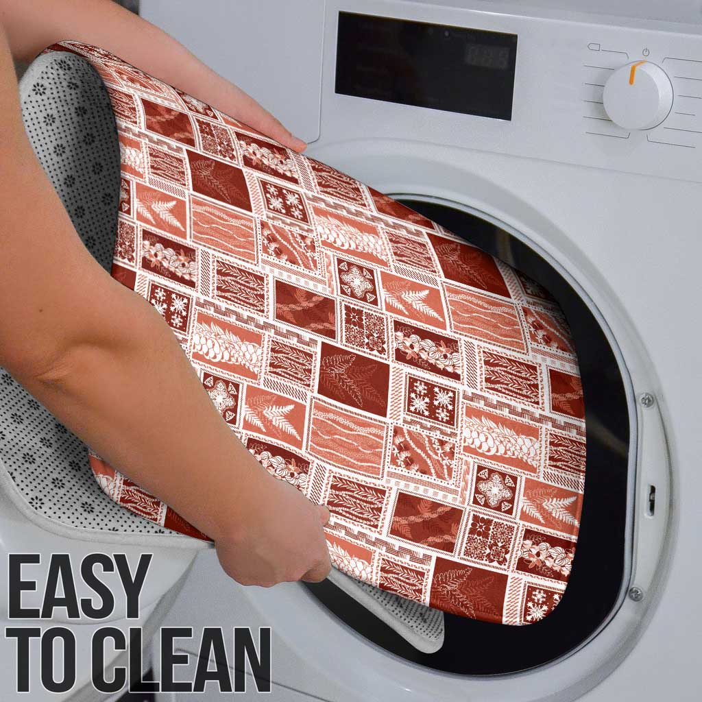 Vintage Aloha Block Quilt Bathroom Set Red Inspired Lei Motifs - Polynesian Pride