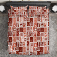 Vintage Aloha Block Quilt Bedding Set Red Inspired Lei Motifs LT9 Red - Polynesian Pride