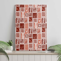 Vintage Aloha Block Quilt Canvas Wall Art Red Inspired Lei Motifs - Polynesian Pride