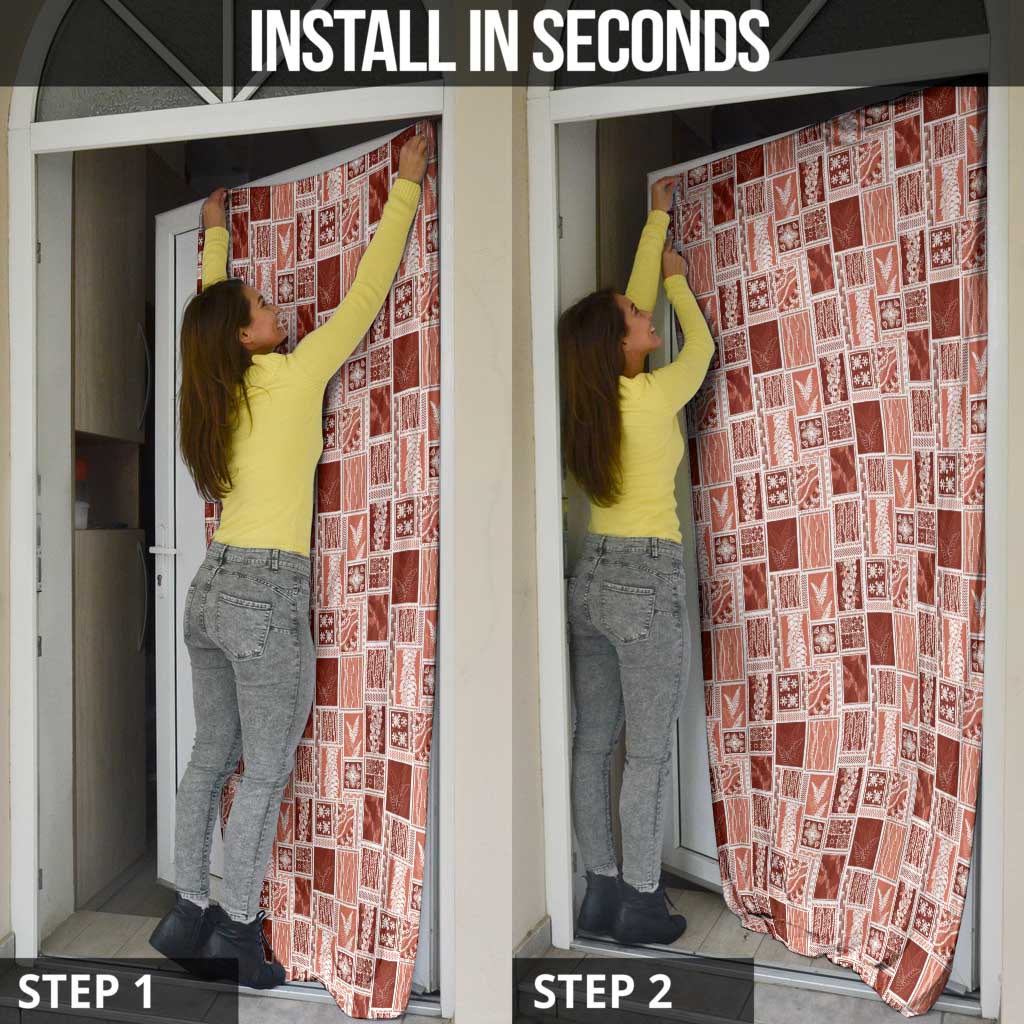 Vintage Aloha Block Quilt Door Cover Red Inspired Lei Motifs - Polynesian Pride