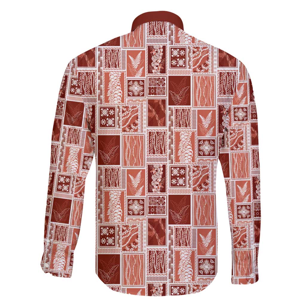 Vintage Aloha Block Quilt Family Matching Mermaid Dress and Hawaiian Shirt Red Inspired Lei Motifs - Polynesian Pride