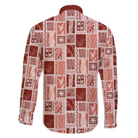 Vintage Aloha Block Quilt Family Matching Off Shoulder Short Dress and Hawaiian Shirt Red Inspired Lei Motifs - Polynesian Pride