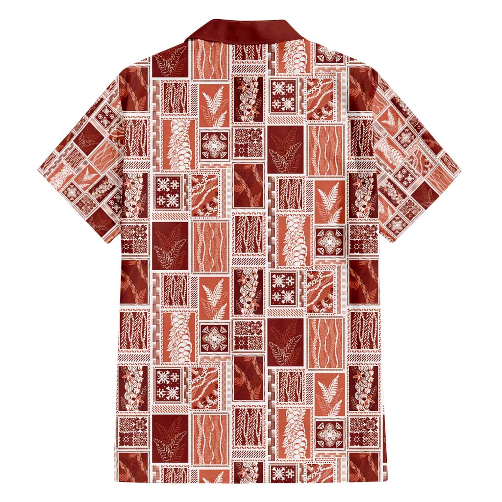 Vintage Aloha Block Quilt Family Matching Tank Maxi Dress and Hawaiian Shirt Red Inspired Lei Motifs - Polynesian Pride