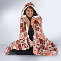 Vintage Aloha Block Quilt Hooded Blanket Red Inspired Lei Motifs - Polynesian Pride