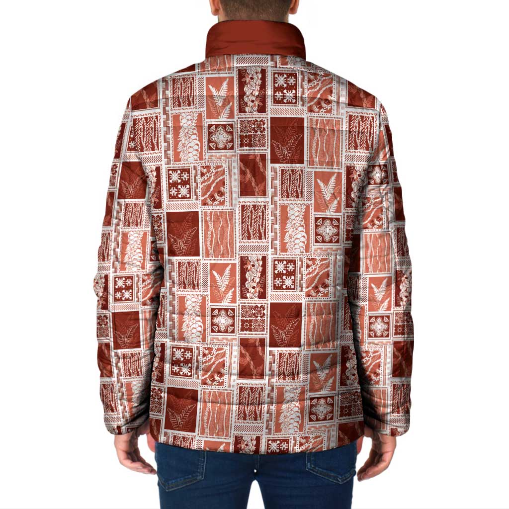 Vintage Aloha Block Quilt Padded Jacket Red Inspired Lei Motifs LT9 - Polynesian Pride