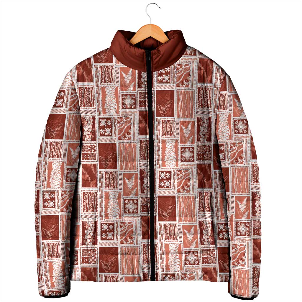 Vintage Aloha Block Quilt Padded Jacket Red Inspired Lei Motifs LT9 - Polynesian Pride