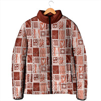 Vintage Aloha Block Quilt Padded Jacket Red Inspired Lei Motifs LT9 - Polynesian Pride