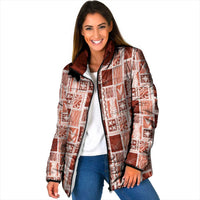 Vintage Aloha Block Quilt Padded Jacket Red Inspired Lei Motifs LT9 Women Red - Polynesian Pride