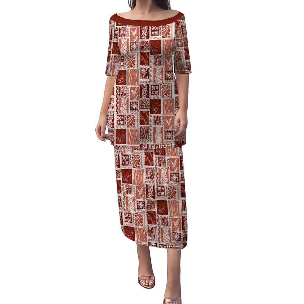 Vintage Aloha Block Quilt Puletasi Red Inspired Lei Motifs - Polynesian Pride