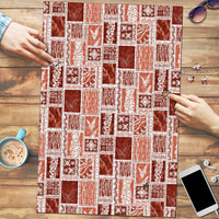 Vintage Aloha Block Quilt Puzzle Red Inspired Lei Motifs LT9 Red - Polynesian Pride
