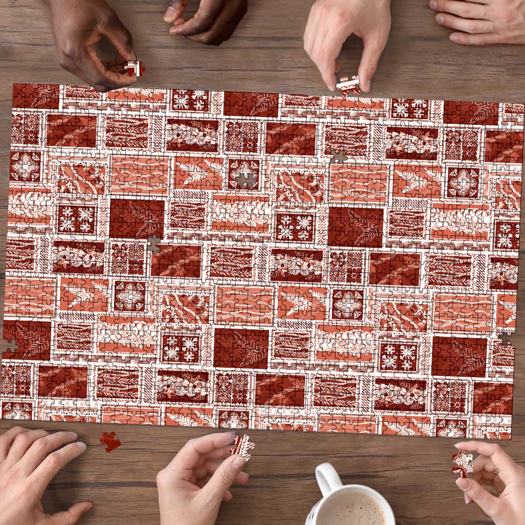 Vintage Aloha Block Quilt Puzzle Red Inspired Lei Motifs LT9 - Polynesian Pride