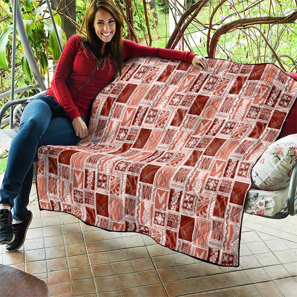 Vintage Aloha Block Quilt Quilt Red Inspired Lei Motifs - Polynesian Pride