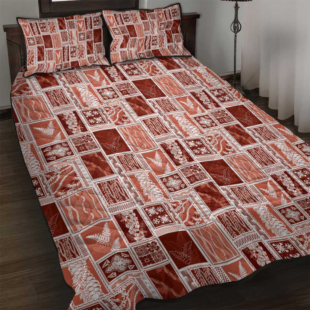 Vintage Aloha Block Quilt Quilt Bed Set Red Inspired Lei Motifs LT9 Red - Polynesian Pride