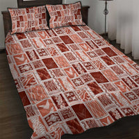 Vintage Aloha Block Quilt Quilt Bed Set Red Inspired Lei Motifs LT9 Red - Polynesian Pride
