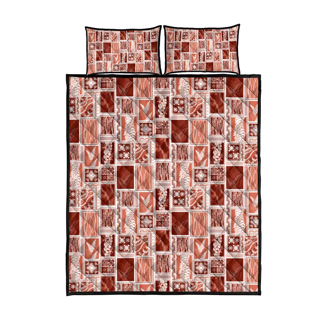 Vintage Aloha Block Quilt Quilt Bed Set Red Inspired Lei Motifs LT9 - Polynesian Pride