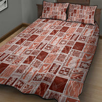 Vintage Aloha Block Quilt Quilt Bed Set Red Inspired Lei Motifs LT9 - Polynesian Pride